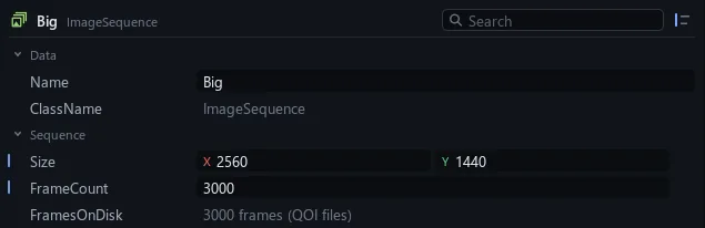 An image sequence of 3000 frames kept as files on disk