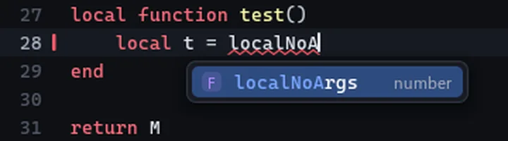 Autocomplete offering a function with its type