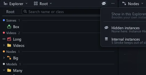 Explorer sections and its Show menu